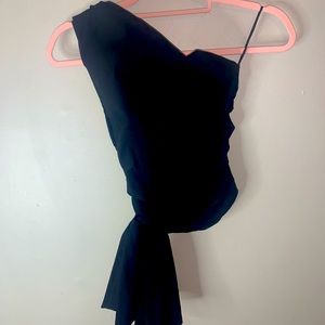 Zara NWT one shoulder black top